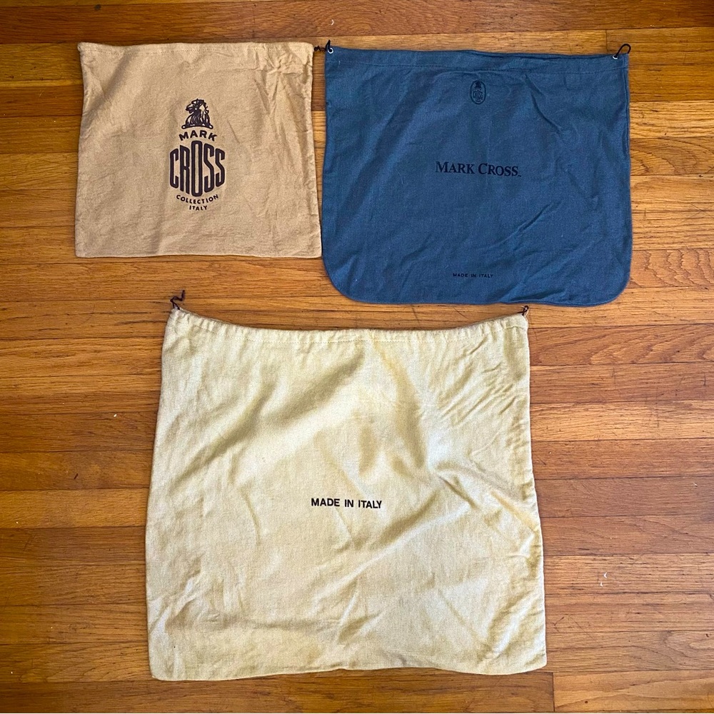 Vintage Mark Cross Made in Italy Medium Large Dust Bags - Set/Lot of 3